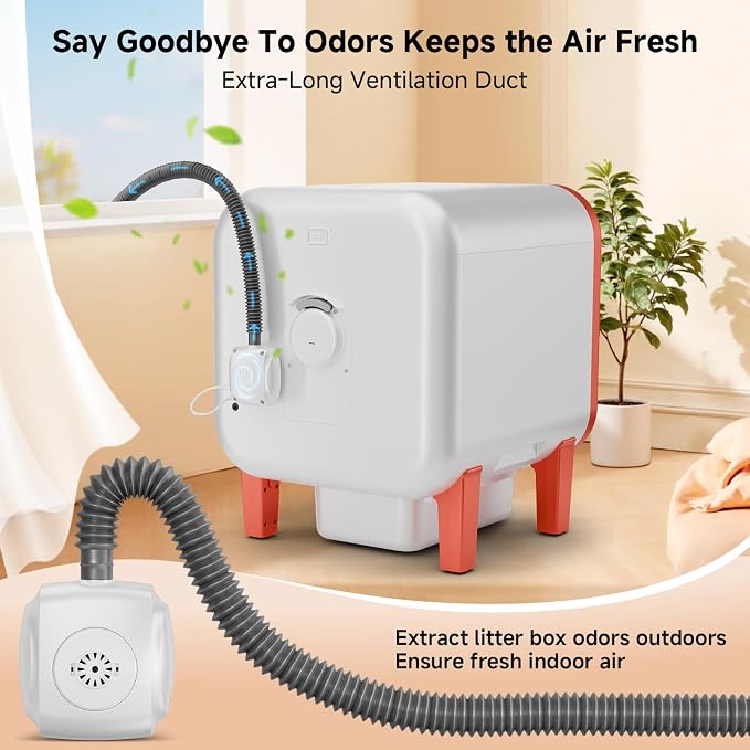 Litter Box Exhaust Fan Compatible with Multiple Models, Ozone Odor Eliminator for Strong Odor 99% Cat Litter Deodorizer Dog