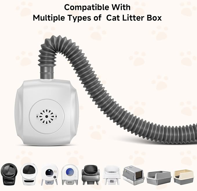 Litter Box Exhaust Fan Compatible with Multiple Models, Ozone Odor Eliminator for Strong Odor 99% Cat Litter Deodorizer Dog