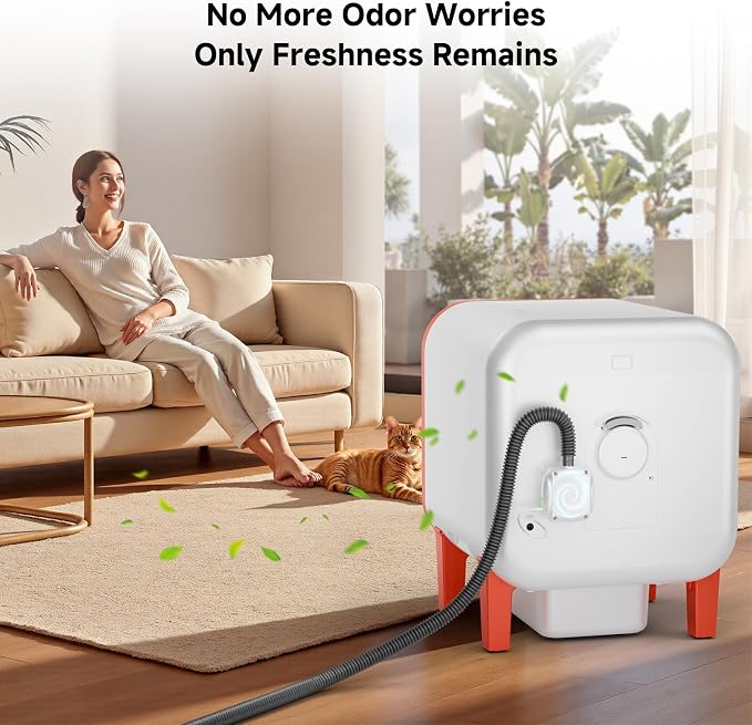 Litter Box Exhaust Fan Compatible with Multiple Models, Ozone Odor Eliminator for Strong Odor 99% Cat Litter Deodorizer Dog