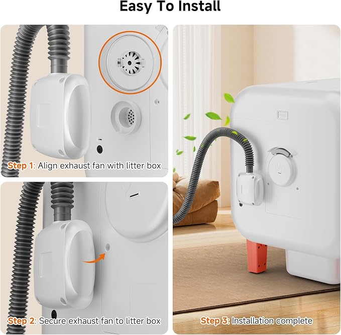 Litter Box Exhaust Fan Compatible with Multiple Models, Ozone Odor Eliminator for Strong Odor 99% Cat Litter Deodorizer Dog