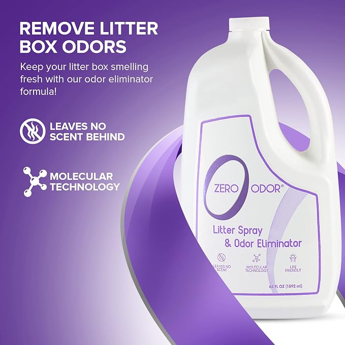 Litter Odor Eliminator - Patented Molecular Technology - Pet Safe & Works on all types of litter, 64oz Refill, alternate