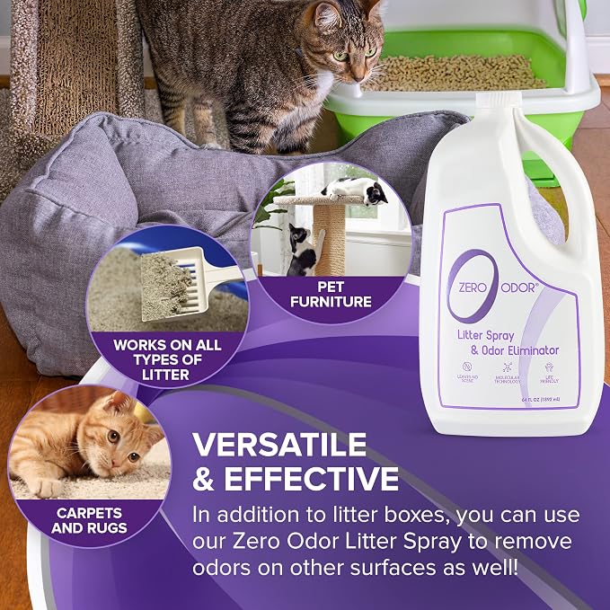 Litter Odor Eliminator - Patented Molecular Technology - Pet Safe & Works on all types of litter, 64oz Refill, alternate