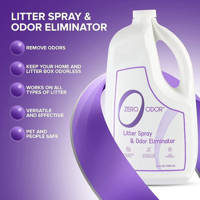 Litter Odor Eliminator - Patented Molecular Technology - Pet Safe & Works on all types of litter, 64oz Refill, alternate