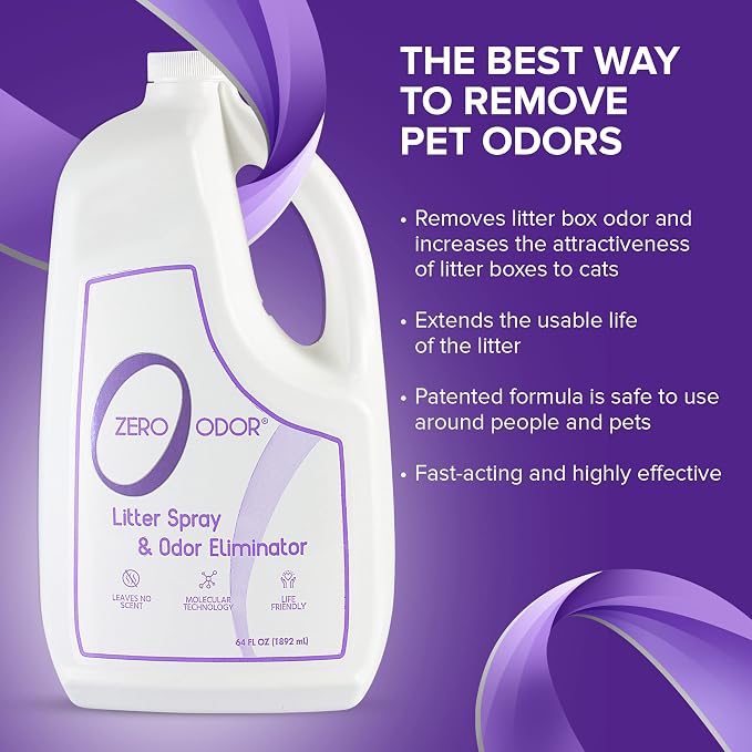 Litter Odor Eliminator - Patented Molecular Technology - Pet Safe & Works on all types of litter, 64oz Refill, alternate