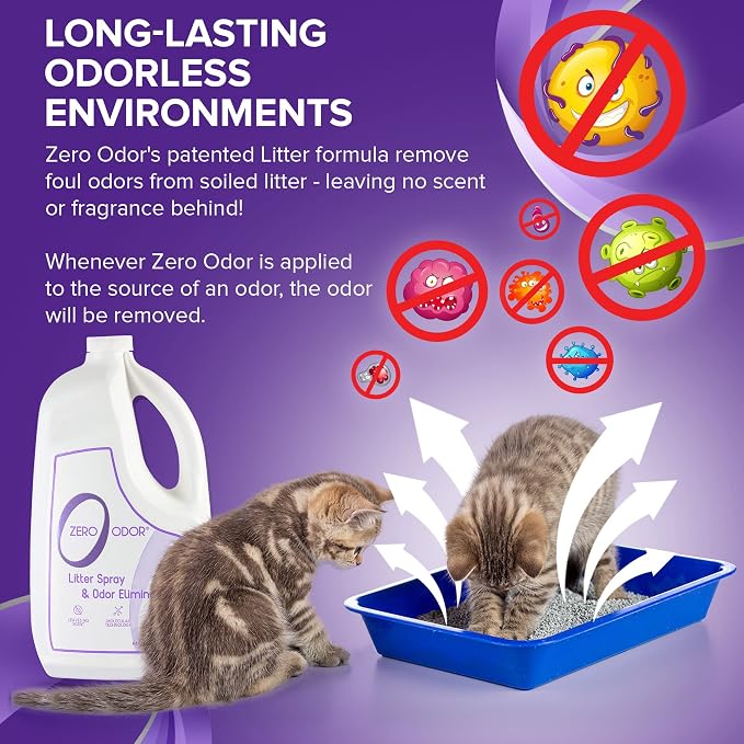 Litter Odor Eliminator - Patented Molecular Technology - Pet Safe & Works on all types of litter, 64oz Refill, alternate
