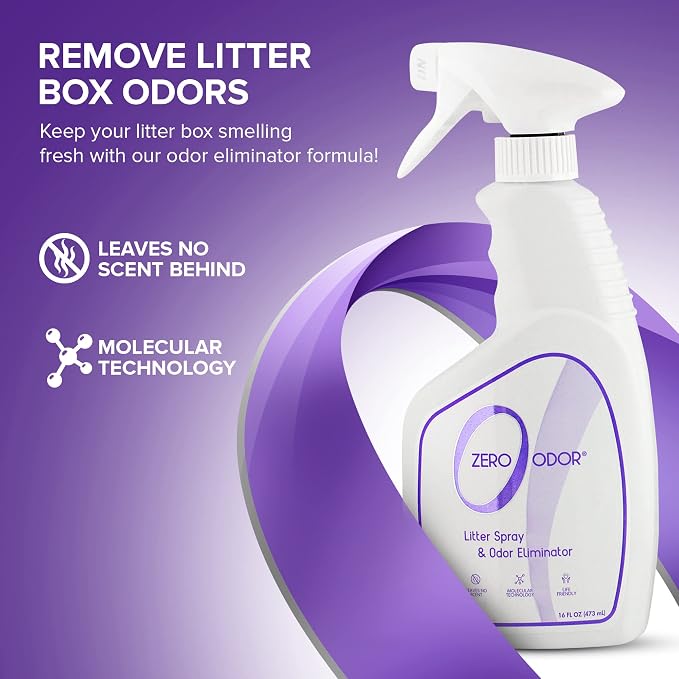 Litter Odor Eliminator - Permanently Eliminate Litter Odors with Best Patented Molecular Technology - Pet Safe & Works on all