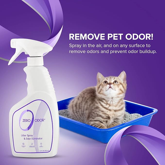 Litter Odor Eliminator - Permanently Eliminate Litter Odors with Best Patented Molecular Technology - Pet Safe & Works on all