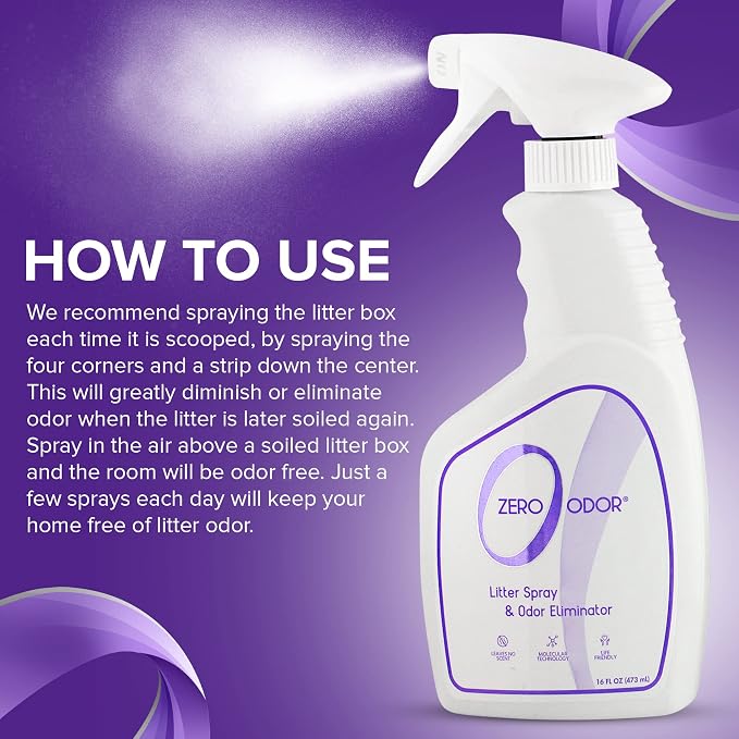 Litter Odor Eliminator - Permanently Eliminate Litter Odors with Best Patented Molecular Technology - Pet Safe & Works on all