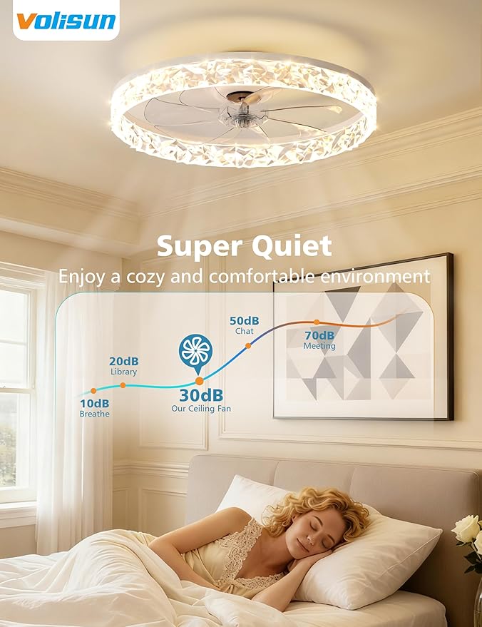 Low Profile Ceiling Fan with Lights and Remote, 20in Modern Ceiling Fans Flush Mount, 3000K-6500K Dimmable, alternate view 5