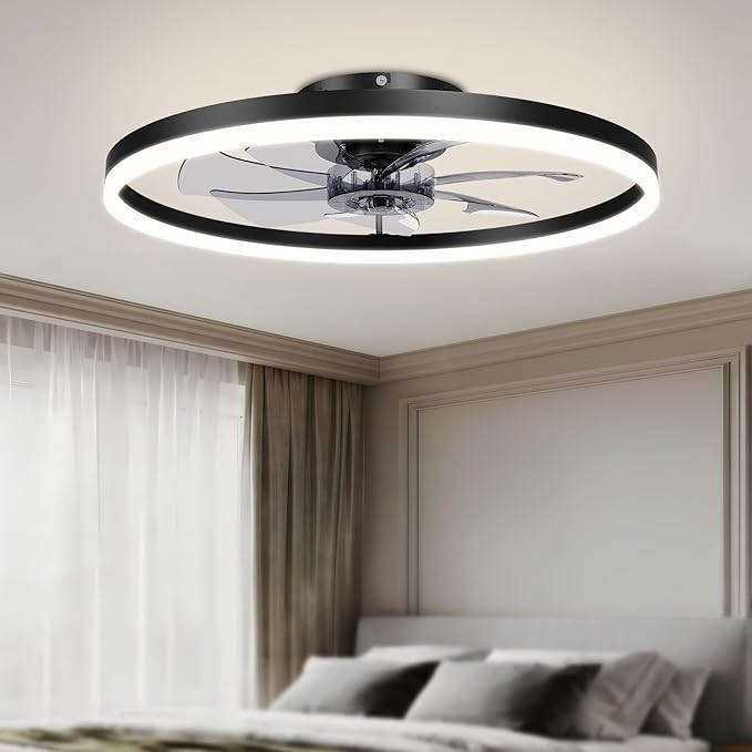 Low Profile Ceiling Fans with Light and Remote,23.6in Fandelier Ceiling Fan with Lights, 3000K-6500K Dimmable
