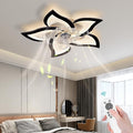 Low Profile Ceiling Fans with Lights,27.2” Black Modern Dimmable Flower Shape Ceiling Light Fan with Remote Control/app