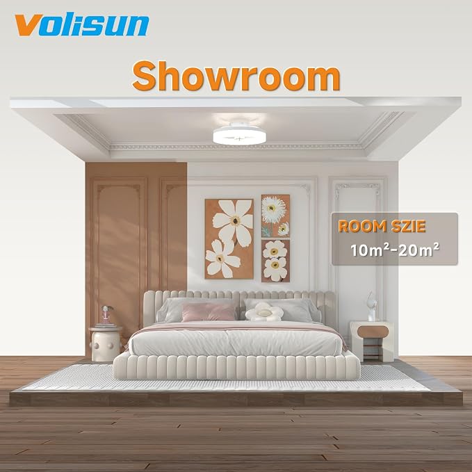 Low Profile Ceiling Fans with Lights and Remote,15.7in Modern Ceiling Fan Flush Mount, 3000K-6500K Dimmable, alternate view 7