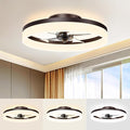 Low Profile Ceiling Fans with Lights and Remote, 19.7in Fandelier Ceiling Fan Flush Mount, 3000K-6500K Smart Bladeless LED