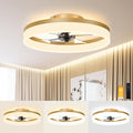 Low Profile Ceiling Fans with Lights and Remote, 19.7in Fandelier Ceiling Fan Flush Mount, 3000K-6500K Smart Bladeless LED
