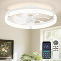 Low Profile Ceiling Fans with Lights and Remote, 19.7in Flush Mount Ceiling Fans with Light, 3000K-6500K Dimmable Fandelier