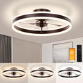 Low Profile Ceiling Fans with Lights and Remote, 19.7in Flush Mount Ceiling Fans with Light, 3000K-6500K