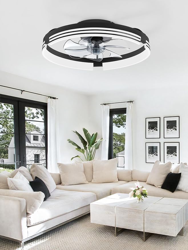 Low Profile Ceiling Fans with Lights and Remote, 20 Inch Flush Mount Ceiling Fan with Light, 3000K-6000K, alternate view 7