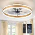 Low Profile Ceiling Fans with Lights, Flush Mount Modern Ceiling Fan and Remote Control, 19.7" LED Ceiling Fans, Stepless