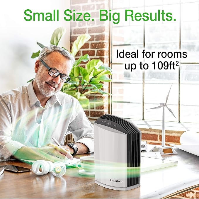LP200 HEPA Desktop Air Purifier with Timer for a Cleaner,Fresher Home Environment –2-Stage Filtration Removes Smoke, Odors