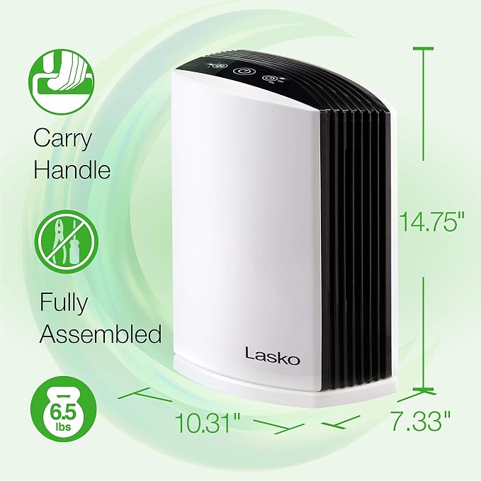 LP200 HEPA Desktop Air Purifier with Timer for a Cleaner,Fresher Home Environment –2-Stage Filtration Removes Smoke, Odors