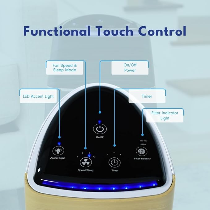 LP260TH-G Sierra Series True HEPA Digital Tall Tower Air Purifier for Home Captures Allergens, Smoke, Pollen, Mold, Dust