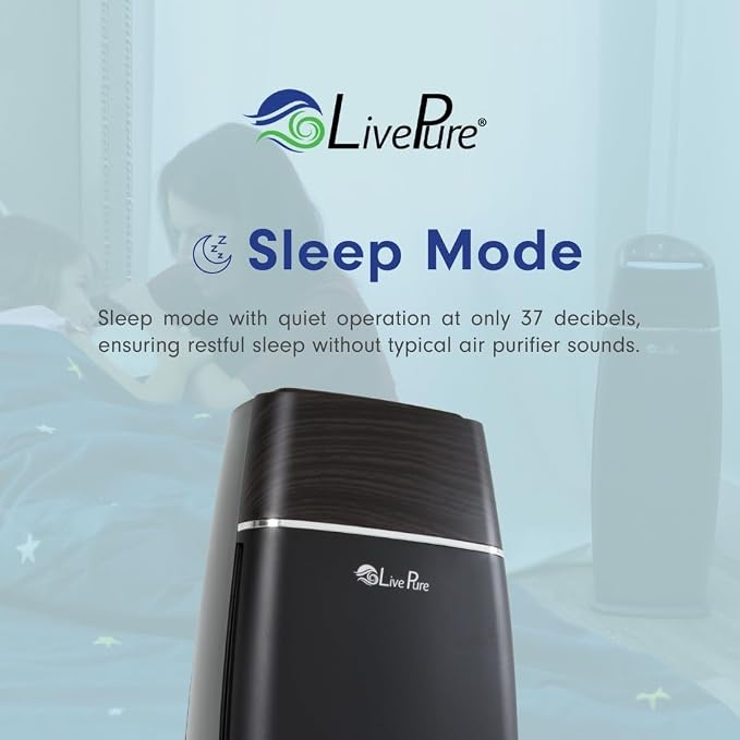 LP260TH-G Sierra Series True HEPA Digital Tall Tower Air Purifier for Home Captures Allergens, Smoke, Pollen, Mold, Dust