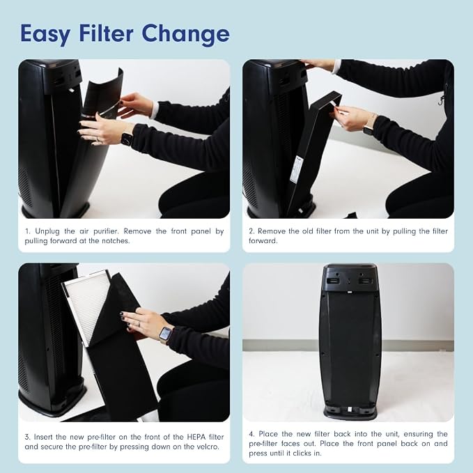 LP260TH-G Sierra Series True HEPA Digital Tall Tower Air Purifier for Home Captures Allergens, Smoke, Pollen, Mold, Dust
