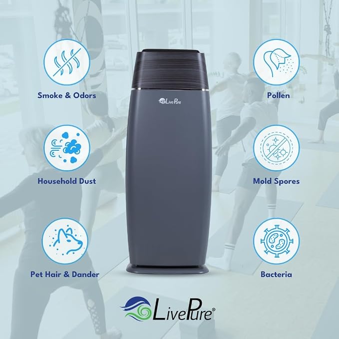 LP260TH-G Sierra Series True HEPA Digital Tall Tower Air Purifier for Home Captures Allergens, Smoke, Pollen, Mold, Dust