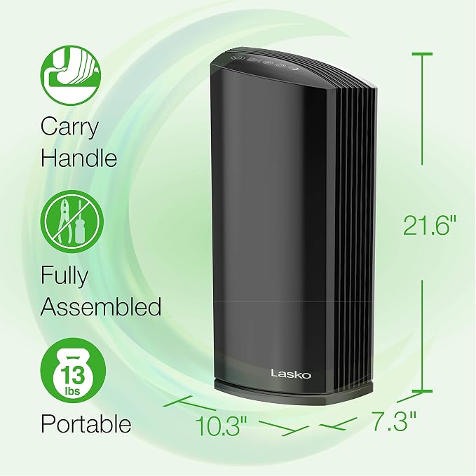 LP450 Premium HEPA Tower Air Purifier for Home with DreamMode and Timer – True HEPA Filtration Removes Smoke, VOCs, alternate