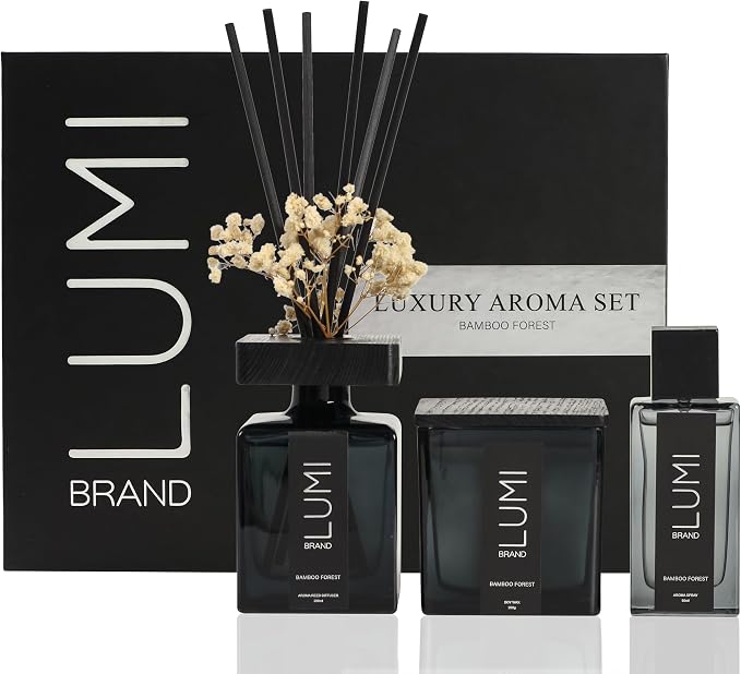 Luxury Aroma Gift Set | Bamboo Forest - Reed Diffuser (200ml), Wood Wick Soy Candle (200g), product image