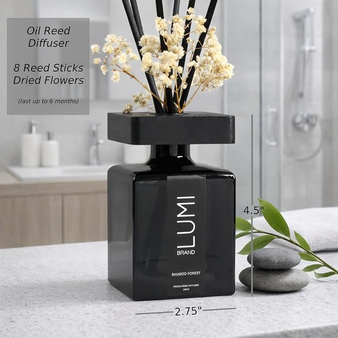 Luxury Aroma Gift Set | Bamboo Forest - Reed Diffuser (200ml), Wood Wick Soy Candle (200g), alternate product view 4