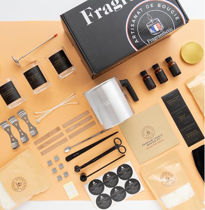 Luxury Candle Making Kit for Adults | DIY Soy Candle Making Kit with Glass Jars, Wood Candle Wicks, Cotton Wicks & Candle