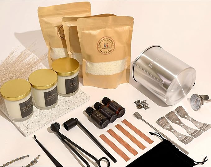 Luxury Candle Making Kit for Adults | DIY Soy Candle Making Kit with Glass Jars, Wood Candle Wicks, Cotton Wicks & Candle