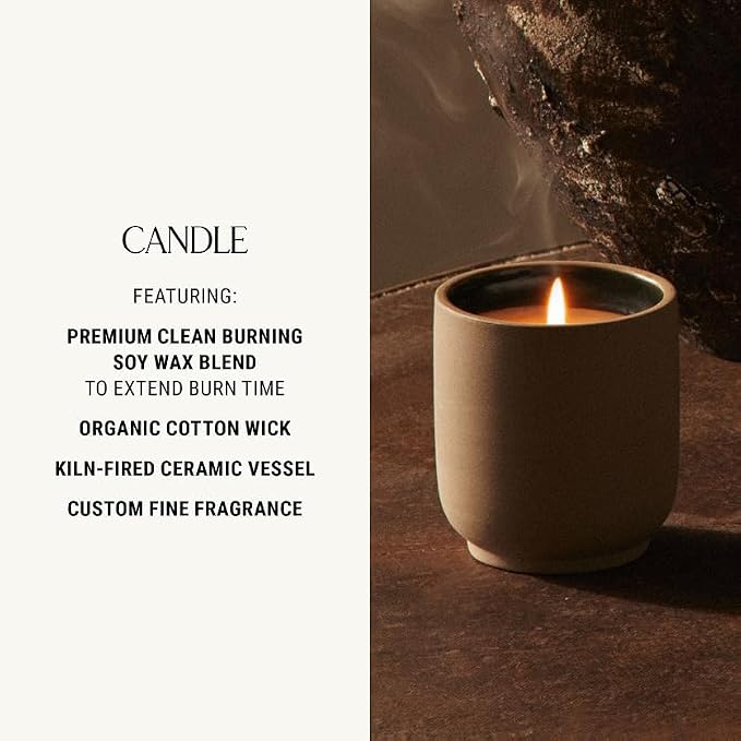 Luxury Candle, Neroli Leaf Scent, 60-Hour Burn Time, Soy Wax Blend, Organic Cotton Wick, Reusable Kiln-Fired Ceramic Vessel