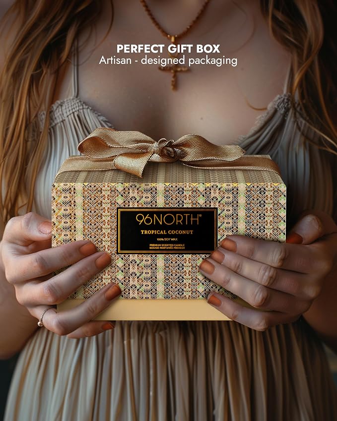 Luxury Coconut Soy Candle | Large 3 Wick Jar Candle | Up to 50 Hours Burning Time | Tropical Beach Scented Candles for Home |