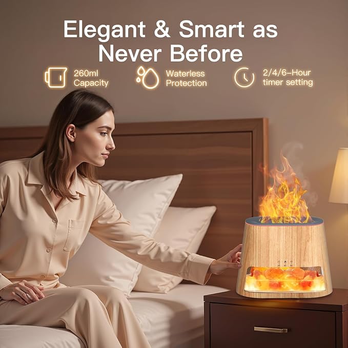 Luxury Himalayan Salt Lamp Humidifier & Aromatherapy Diffuser - 8 Color Mood Lighting w/Remote for Spa, Bedroom, Home