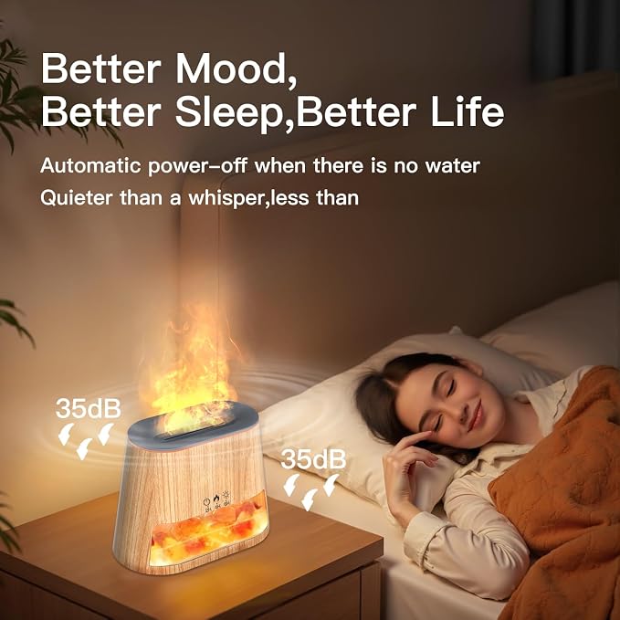 Luxury Himalayan Salt Lamp Humidifier & Aromatherapy Diffuser - 8 Color Mood Lighting w/Remote for Spa, Bedroom, Home