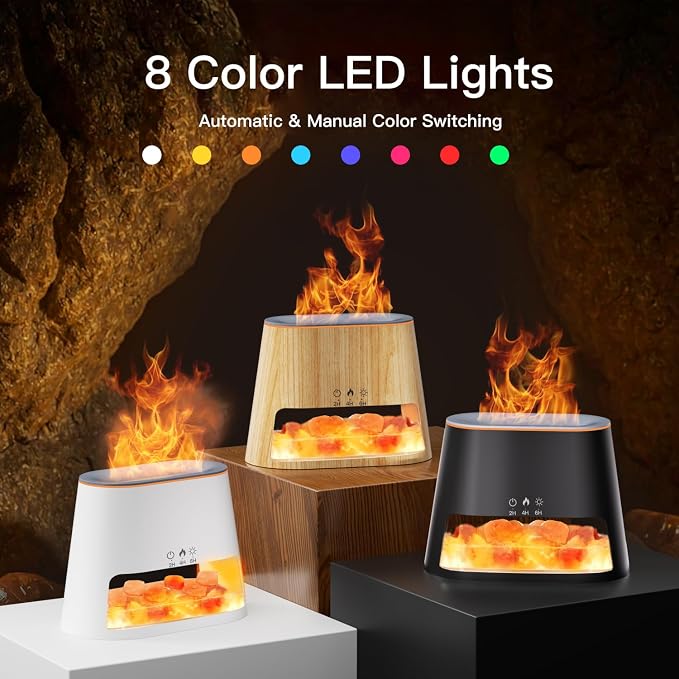 Luxury Himalayan Salt Lamp Humidifier & Aromatherapy Diffuser - 8 Color Mood Lighting w/Remote for Spa, Bedroom, Home