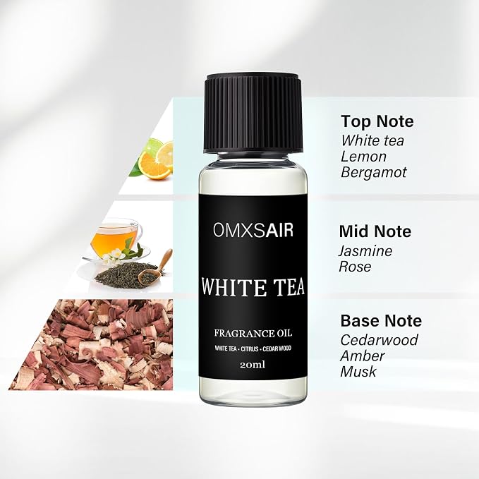 Luxury Hotel Scent White tea Oil Diffuser Refill Kit | Long Lasting Essential Oil for Large Room,HVAC & Car Waterless
