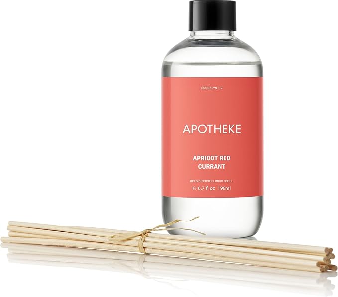 Luxury Scented Oil Reed Diffuser Liquid Refill (Apricot Red Currant) - Premium Home Fragrance Diffuser Refill Set with
