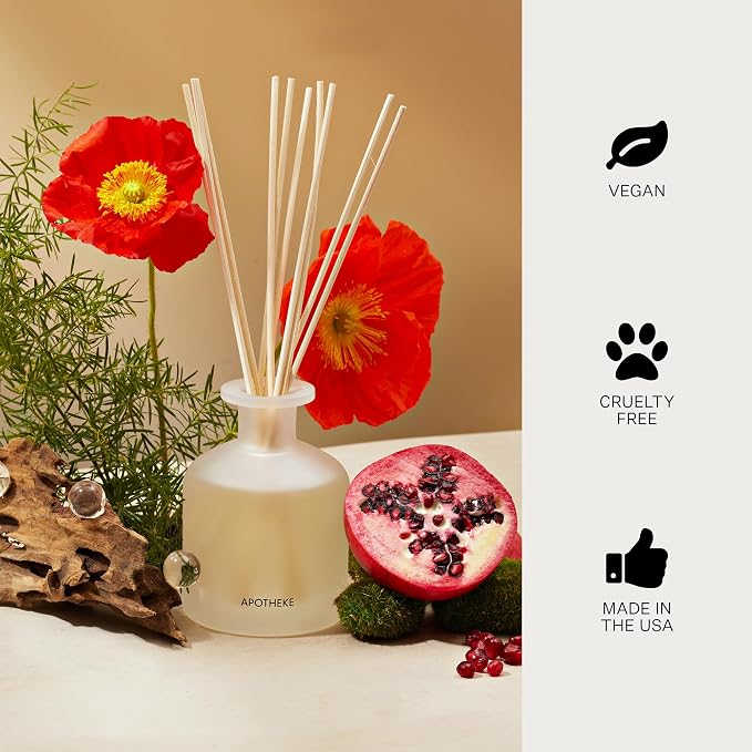 Luxury Scented Oil Reed Diffuser Liquid Refill (Apricot Red Currant) - Premium Home Fragrance Diffuser Refill Set with