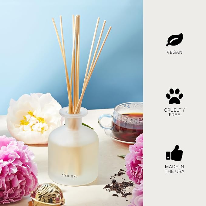 Luxury Scented Oil Reed Diffuser Liquid Refill (Earl Grey Bitters) - Premium Home Fragrance Diffuser Refill Set with Sticks