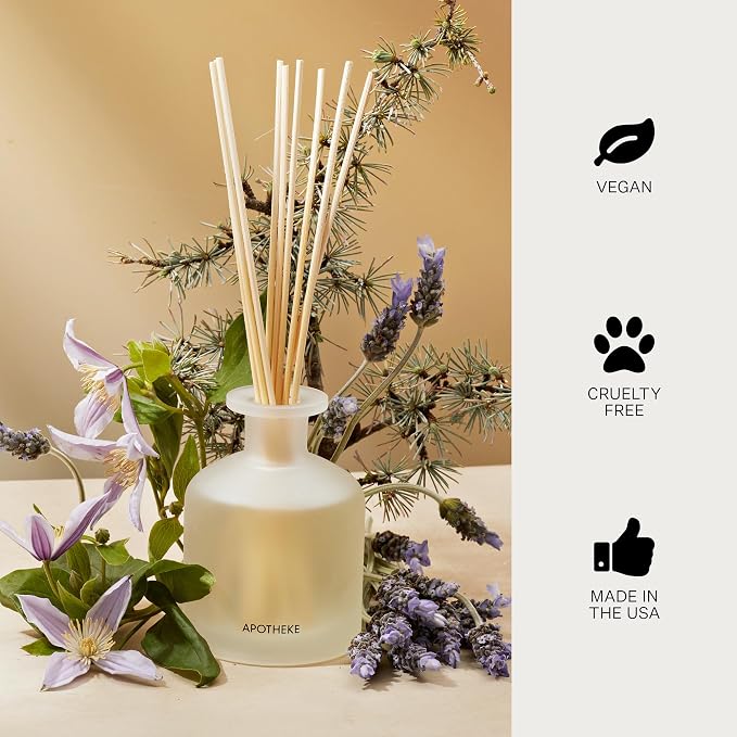 Luxury Scented Oil Reed Diffuser Liquid Refill (Hinoki Lavender) - Premium Home Fragrance Diffuser Refill Set with Sticks