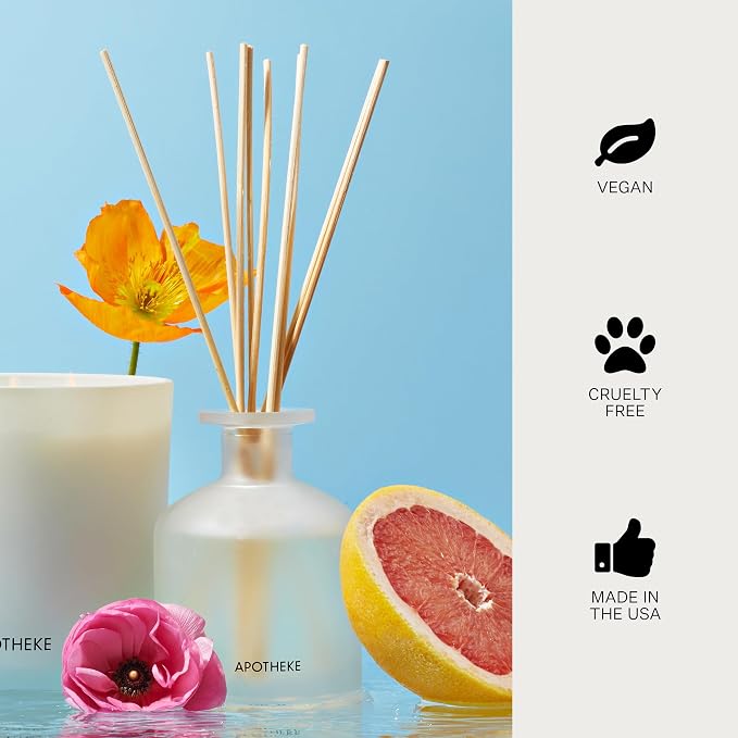 Luxury Scented Oil Reed Diffuser Liquid Refill (Sea Salt Grapefruit) - Premium Home Fragrance Diffuser Refill Set with