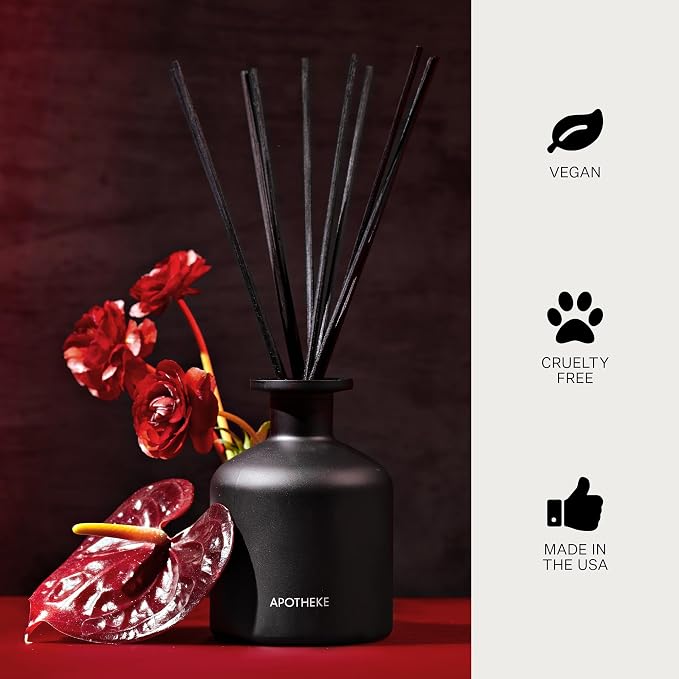 Luxury Scented Reed Diffuser for Home, Charcoal Rouge - 6.7 Fl Oz Essential Oil Aromatherapy, alternate product view 6