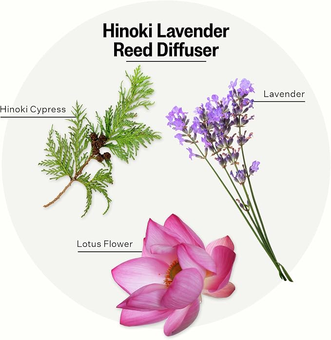 Luxury Scented Reed Diffuser for Home, Hinoki Lavender - 6.7 Fl Oz Essential Oil Aromatherapy, alternate product view 2