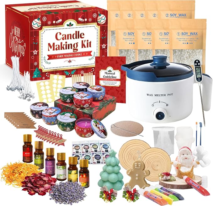 Luxury Soy Candle Making Kit with Molds, Make Your Own Scented Candles at Home with Wax Melter, Candle Wax Pen & Fragrances