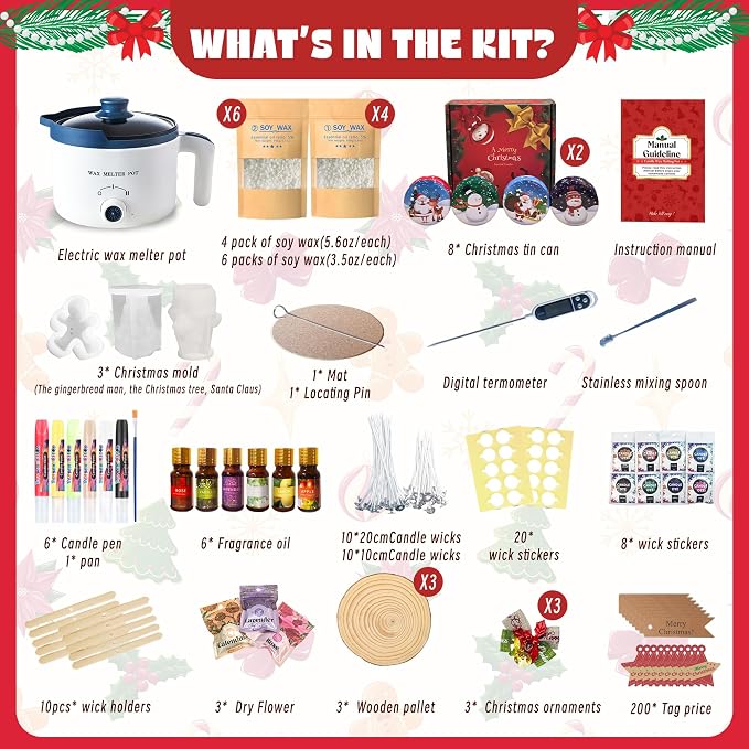 Luxury Soy Candle Making Kit with Molds, Make Your Own Scented Candles at Home with Wax Melter, Candle Wax Pen & Fragrances
