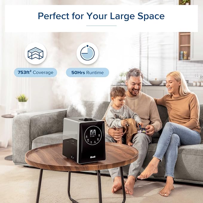 LV600HH 6L Warm and Cool Mist Ultrasonic Humidifier, Rapid Humidification for Bedroom Large Room, Essential Oil Diffuser
