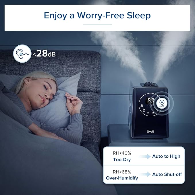 LV600HH 6L Warm and Cool Mist Ultrasonic Humidifier, Rapid Humidification for Bedroom Large Room, Essential Oil Diffuser